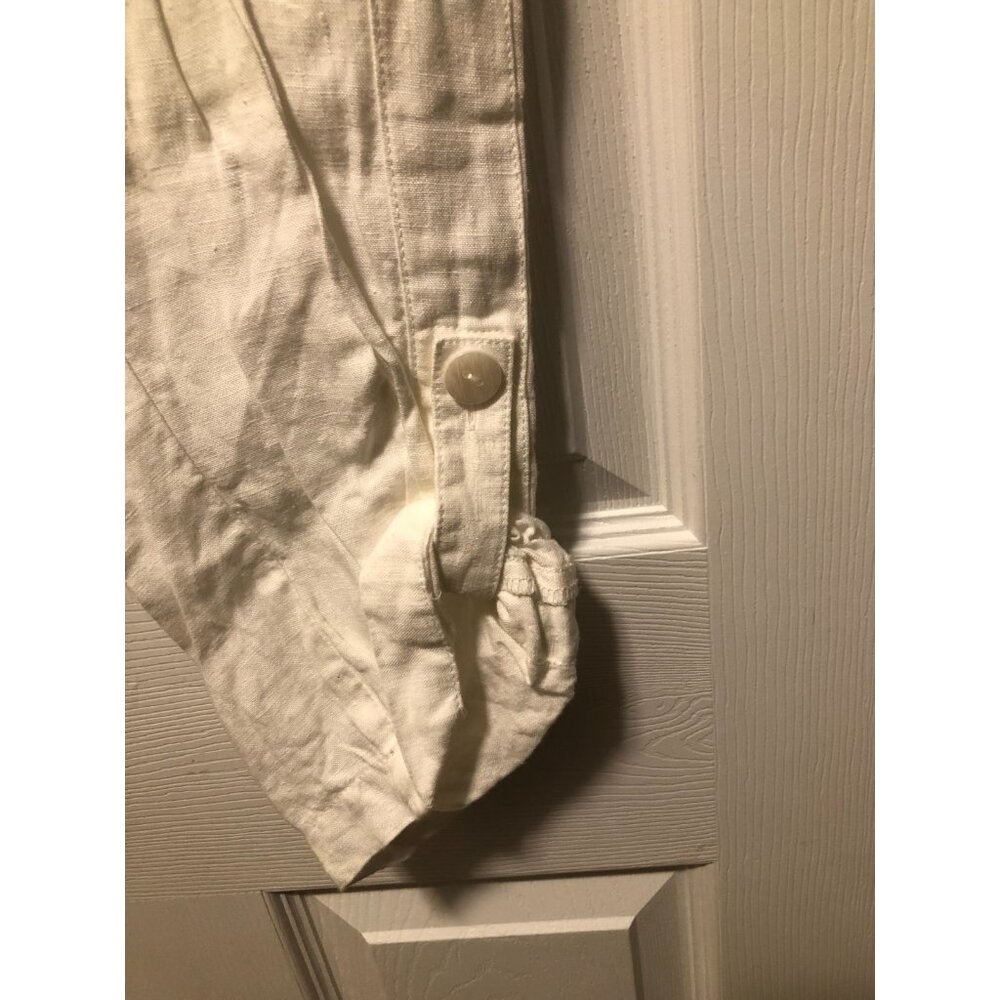 pure jill women's white 100%linen pants size: L - Picture 2 of 4